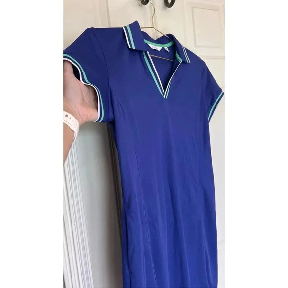 Vintage Lady Hagan Women’s M Blue Green Collared T-Shirt Mini Dress Pockets - Picture 2 of 10